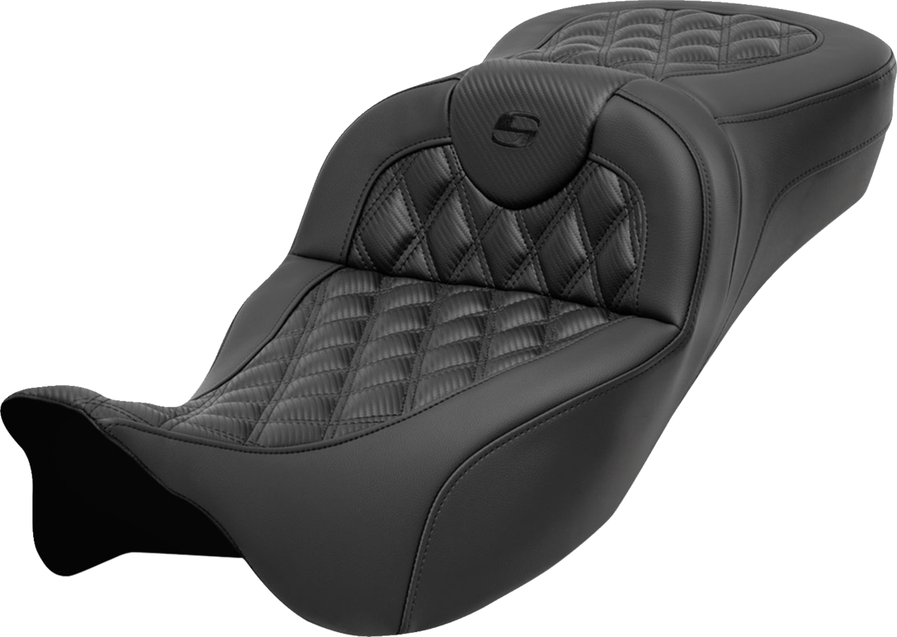 SADDLEMEN Roadsofa™ Extended Reach Seat - without Backrest - Lattice Stitch - Carbon Fiber - FL '08-'24 808-07B-20700 — image 1