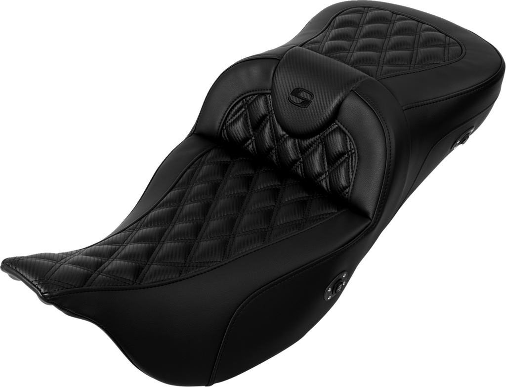 SADDLEMEN Roadsofa™ Extended Reach Seat - without Backrest - Lattice Stitch - Carbon Fiber - FL '08-'23 808-07B-207A0 — image 1