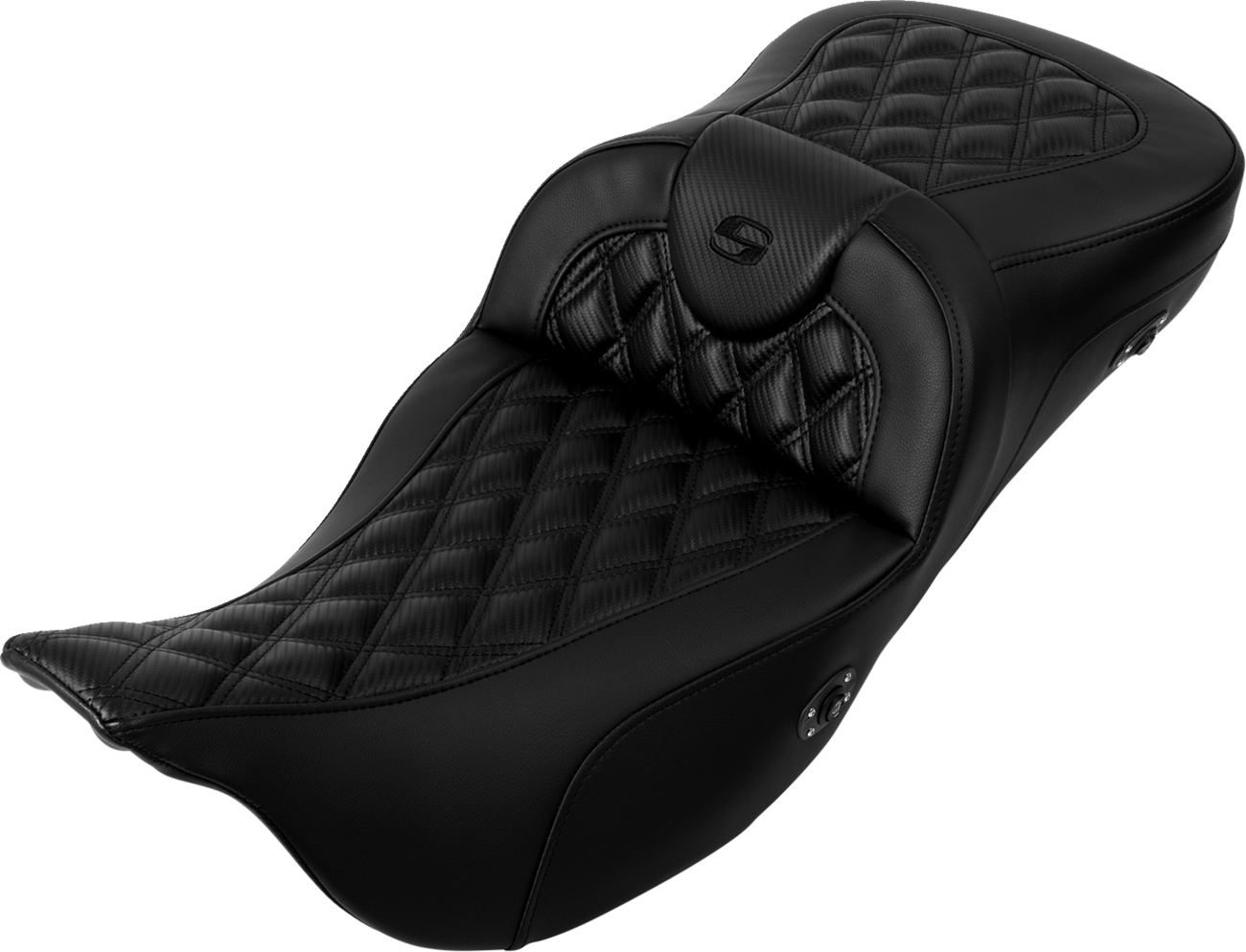 SADDLEMEN Roadsofa™ Extended Reach Seat - without Backrest - Lattice Stitch - Carbon Fiber - FL '08-'23 808-07B-207A0 — image 1