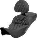 SADDLEMEN Roadsofa™ Extended Reach Seat - with Backrest - Lattice Stitch - Carbon Fiber - FL '08-'23 808-07B-207C0 — image 1