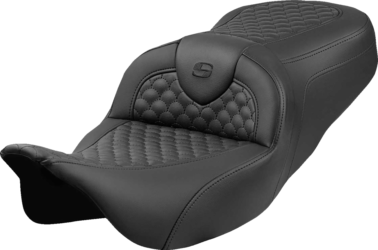 SADDLEMEN Roadsofa™ Seat - Dragon Scale Stitch - Black Stitch - w/o Backrest - FLH/FLT '08-'24 808-07B-20800 — image 1