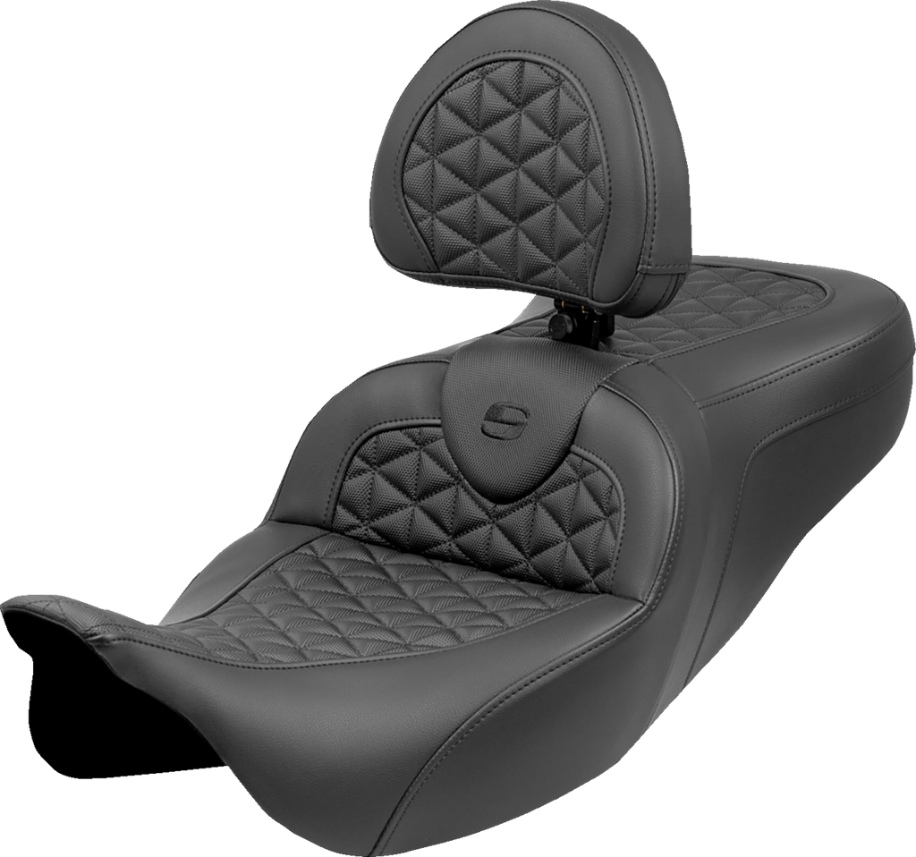 SADDLEMEN RoadSofa™ Tri Gripper Seat - Extended Reach - w/ Backrest - FLH/FLT '08-'25 808-07B-211B0 — image 1