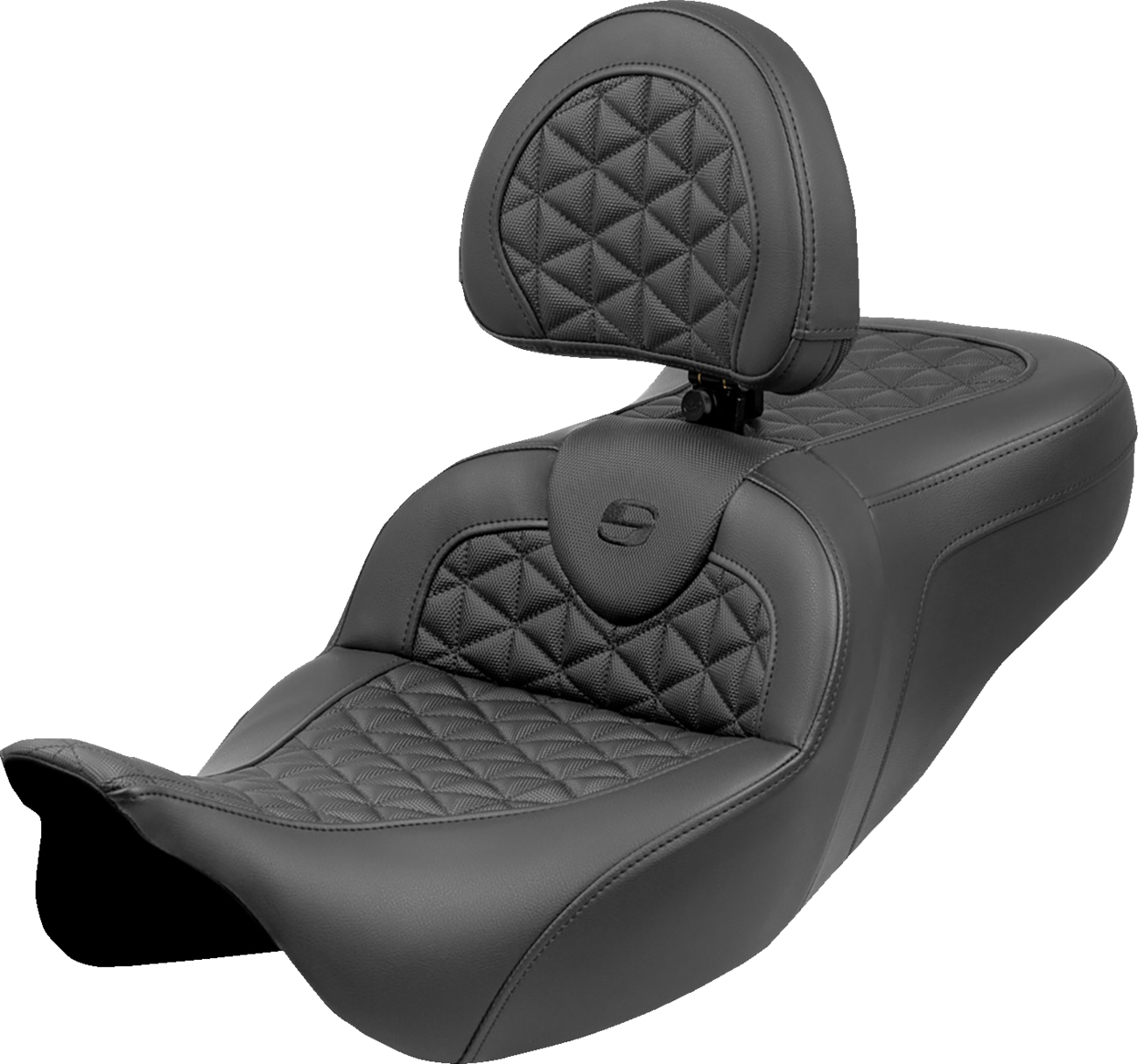 SADDLEMEN RoadSofa™ Tri Gripper Seat - Extended Reach - w/ Backrest - FLH/FLT '08-'25 808-07B-211B0 — image 1