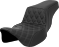 SADDLEMEN Step-Up Seat - Front Lattice Stitch - Gray Stitch - Extended Reach - FLH/FLT '08-'23 808-07E-17202 — image 1
