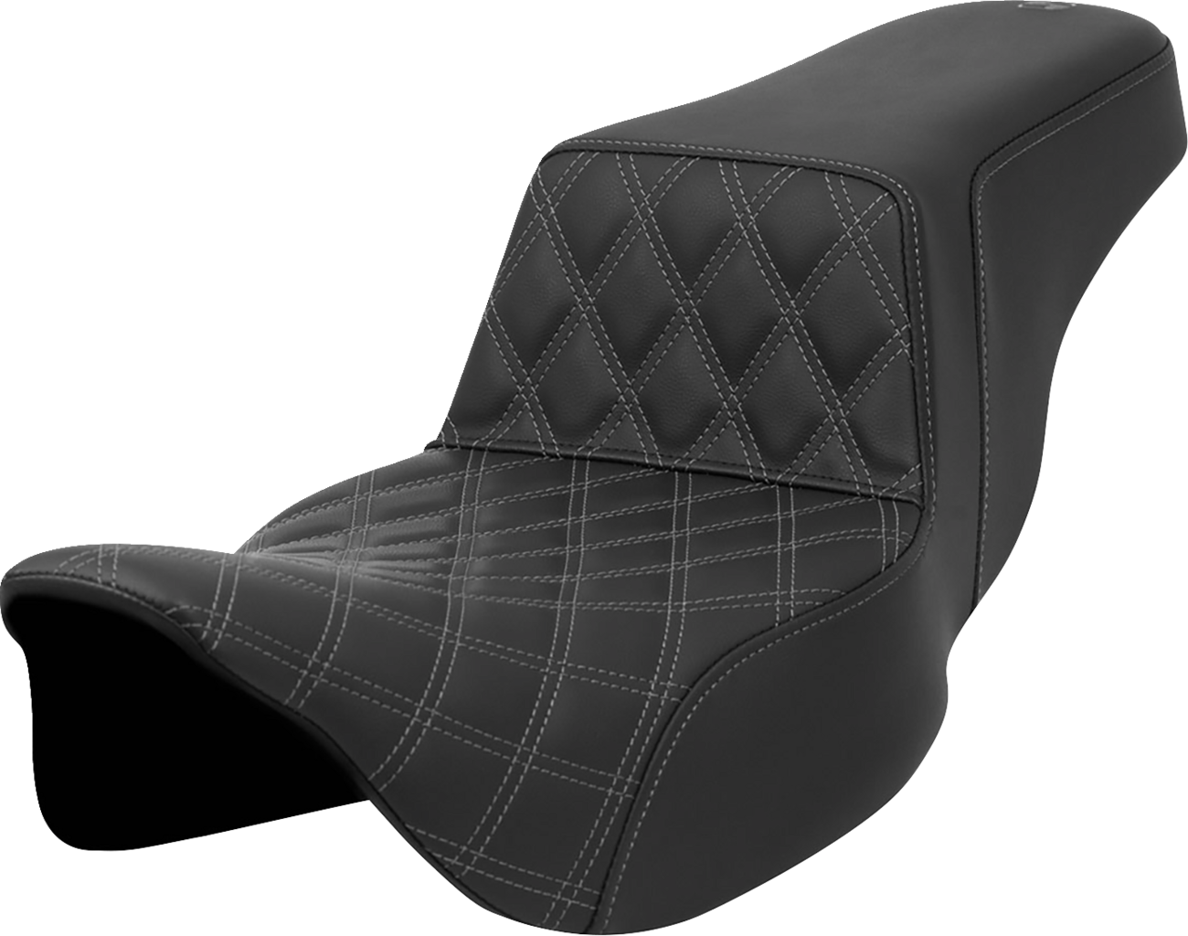 SADDLEMEN Step-Up Seat - Front Lattice Stitch - Gray Stitch - Extended Reach - FLH/FLT '08-'23 808-07E-17202 — image 1