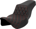 SADDLEMEN Step-Up Seat - Front Lattice Stitch - Red Stitch - Extended Reach - FLH/FLT '08-'23 808-07E-17204 — image 1