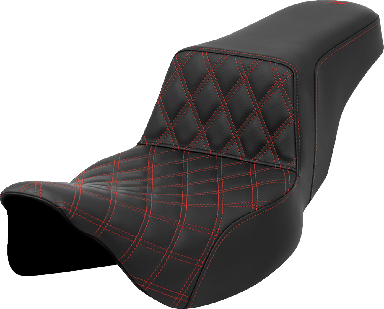 SADDLEMEN Step-Up Seat - Front Lattice Stitch - Red Stitch - Extended Reach - FLH/FLT '08-'23 808-07E-17204 — image 1