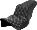 SADDLEMEN Step-Up Seat - Front Lattice Stitch - White Stitch - Extended Reach - FLH/FLT '08-'23 808-07E-17206 — image 1