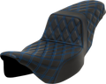 SADDLEMEN Step-Up Seat - Lattice Stitch - Blue Stitch - Extended Reach - FLH/FLT '08-'23 808-07E-17501 — image 1