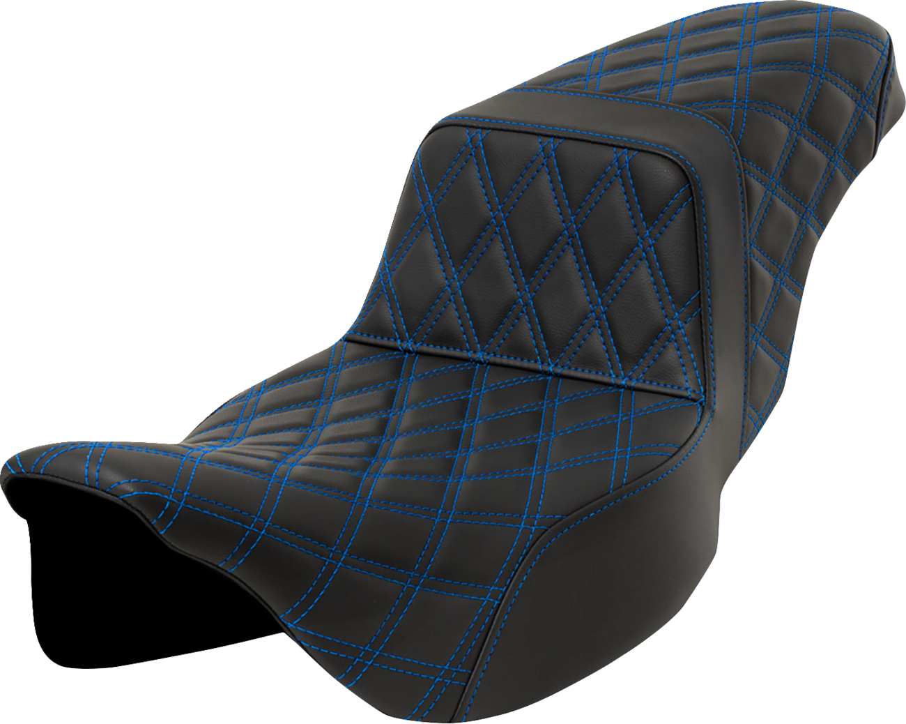 SADDLEMEN Step-Up Seat - Lattice Stitch - Blue Stitch - Extended Reach - FLH/FLT '08-'23 808-07E-17501 — image 1