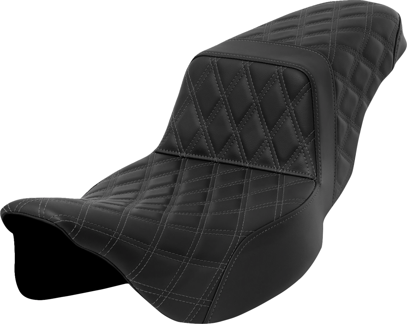 SADDLEMEN Step-Up Seat - Lattice Stitch - Dark Gray Stitch - Extended Reach - FLH/FLT '08-'23 808-07E-17502 — image 1
