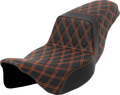 SADDLEMEN Step-Up Seat - Lattice Stitch - Orange Stitch - Extended Reach - FLH/FLT '08-'23 808-07E-17503 — image 1