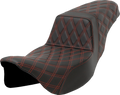 SADDLEMEN Step-Up Seat - Lattice Stitch - Red Stitch - Extended Reach - FLH/FLT '08-'23 808-07E-17504 — image 1