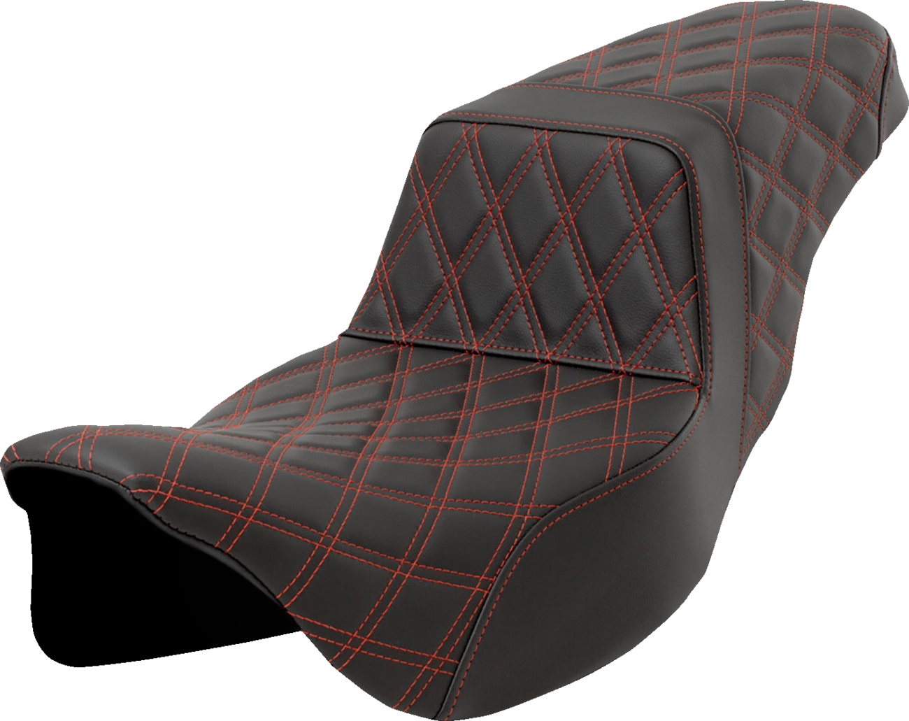 SADDLEMEN Step-Up Seat - Lattice Stitch - Red Stitch - Extended Reach - FLH/FLT '08-'23 808-07E-17504 — image 1