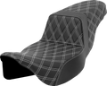 SADDLEMEN Step-Up Seat - Lattice Stitch - White Stitch - Extended Reach - FLH/FLT '08-'23 808-07E-17506 — image 1