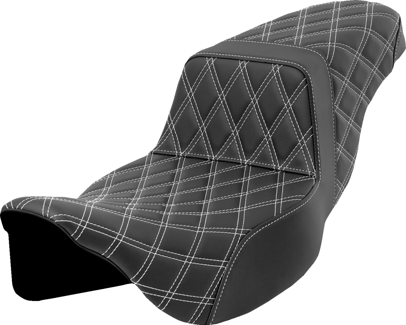 SADDLEMEN Step-Up Seat - Lattice Stitch - White Stitch - Extended Reach - FLH/FLT '08-'23 808-07E-17506 — image 1