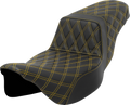 SADDLEMEN Step-Up Seat - Lattice Stitch - Gold Stitch - Extended Reach - FLH/FLT '08-'23 808-07E-17507 — image 1