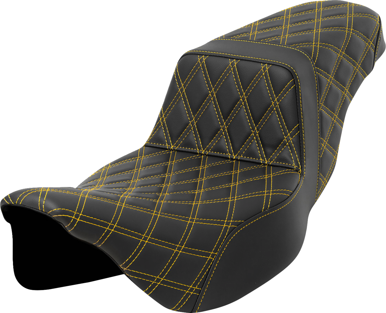 SADDLEMEN Step-Up Seat - Lattice Stitch - Gold Stitch - Extended Reach - FLH/FLT '08-'23 808-07E-17507 — image 1