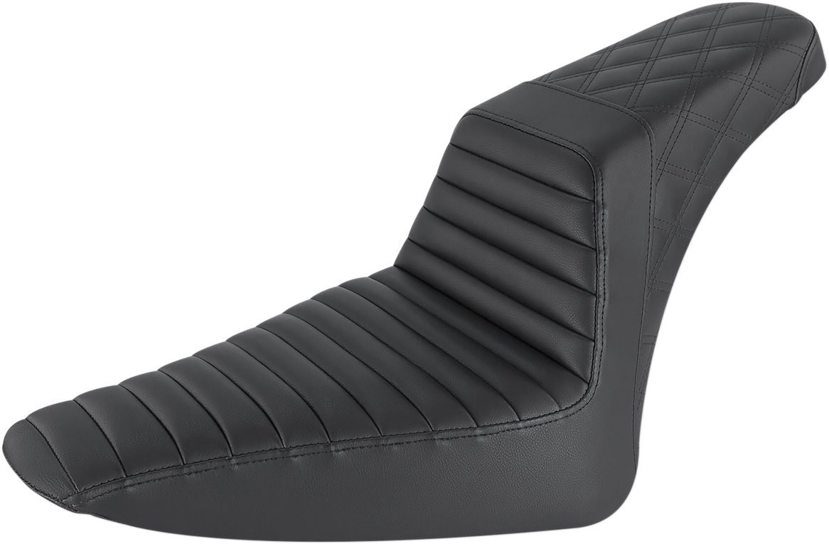 SADDLEMEN Step-Up Seat - Front Tuck-n-Roll/Rear Lattice Stitch - Black 812-26-176 — image 1