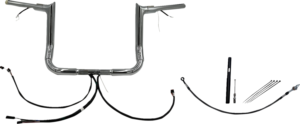 FAT BAGGERS INC. EZ Install Wired 1-1/2" Pointed Top Handlebar Kit - 12" - Chrome 812012 — image 1
