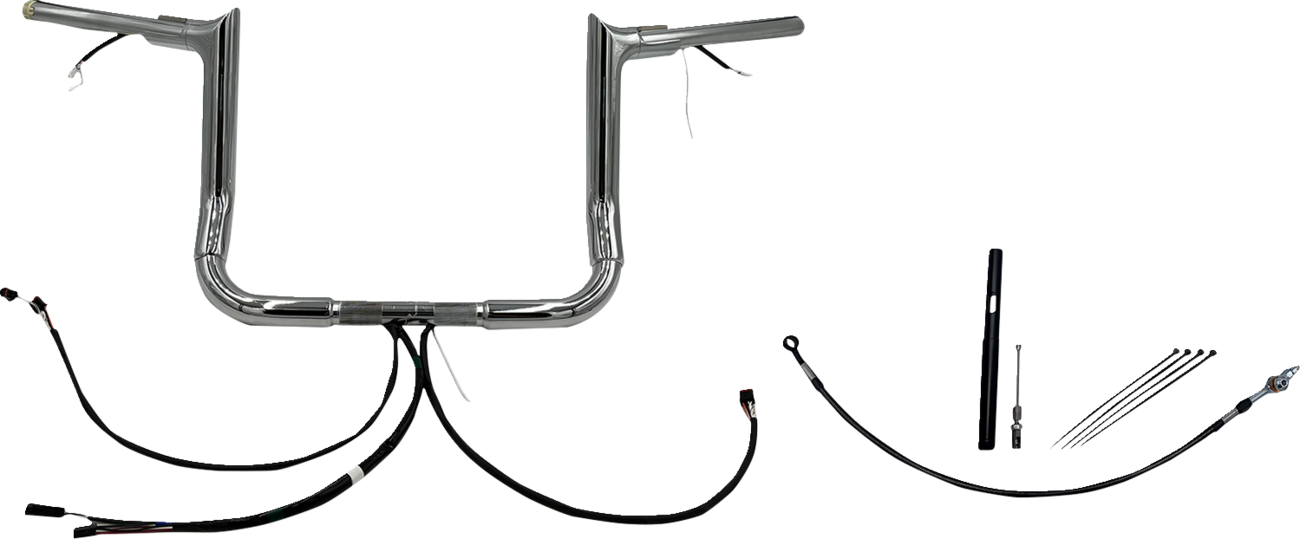 FAT BAGGERS INC. EZ Install Wired 1-1/2" Pointed Top Handlebar Kit - 12" - Chrome 812012 — image 1