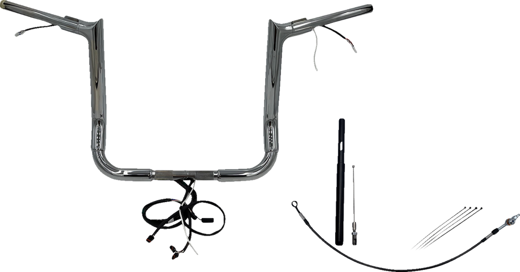 FAT BAGGERS INC. EZ Install Wired 1-1/2" Pointed Top Handlebar Kit - 14" - Chrome 812014 — image 1