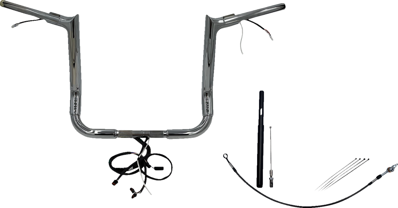 FAT BAGGERS INC. EZ Install Wired 1-1/2" Pointed Top Handlebar Kit - 14" - Chrome 812014 — image 1