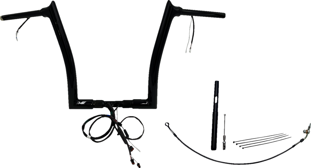 FAT BAGGERS INC. EZ Install Wired 1-1/2" Pointed Top Handlebar Kit - 14" - Black 812914-B — image 1