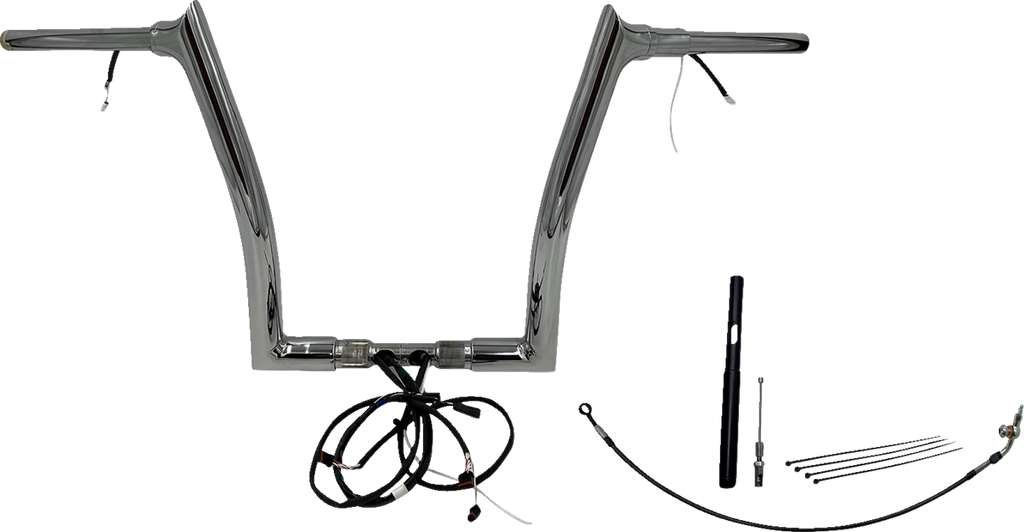 FAT BAGGERS INC. EZ Install Wired 1-1/2" Pointed Top Handlebar Kit - 14" - Chrome 812914 — image 1