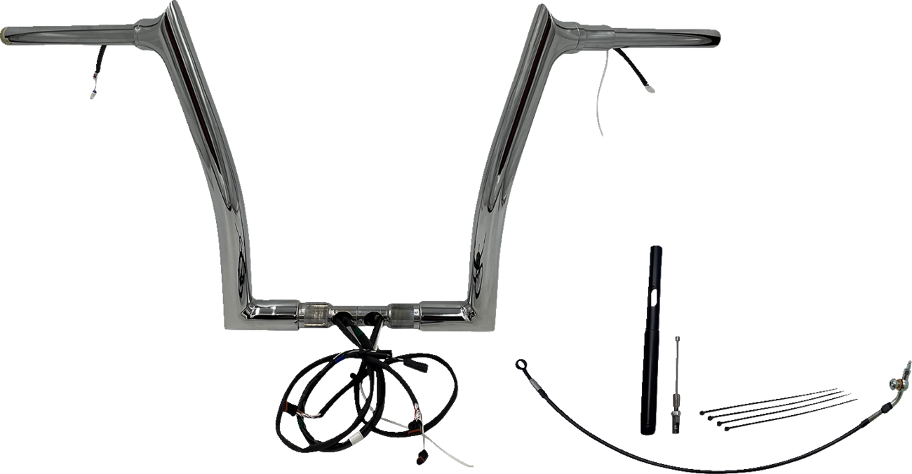 FAT BAGGERS INC. EZ Install Wired 1-1/2" Pointed Top Handlebar Kit - 14" - Chrome 812914 — image 1