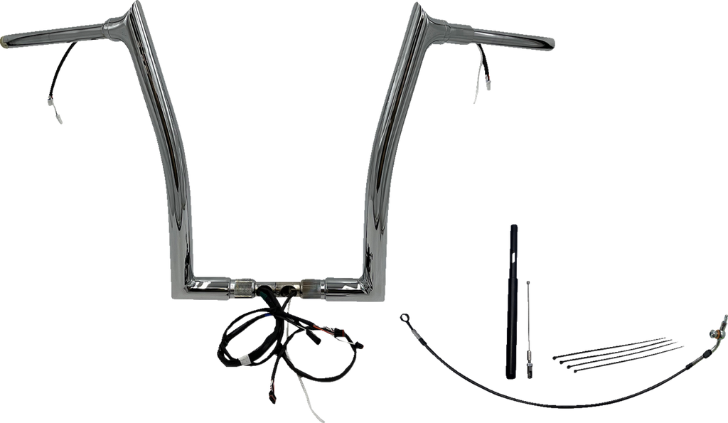 FAT BAGGERS INC. EZ Install Wired 1-1/2" Pointed Top Handlebar Kit - 16" - Chrome 812916 — image 1