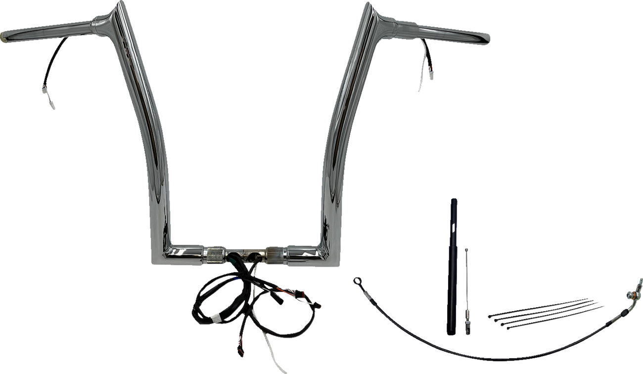 FAT BAGGERS INC. EZ Install Wired 1-1/2" Pointed Top Handlebar Kit - 16" - Chrome 812916 — image 1