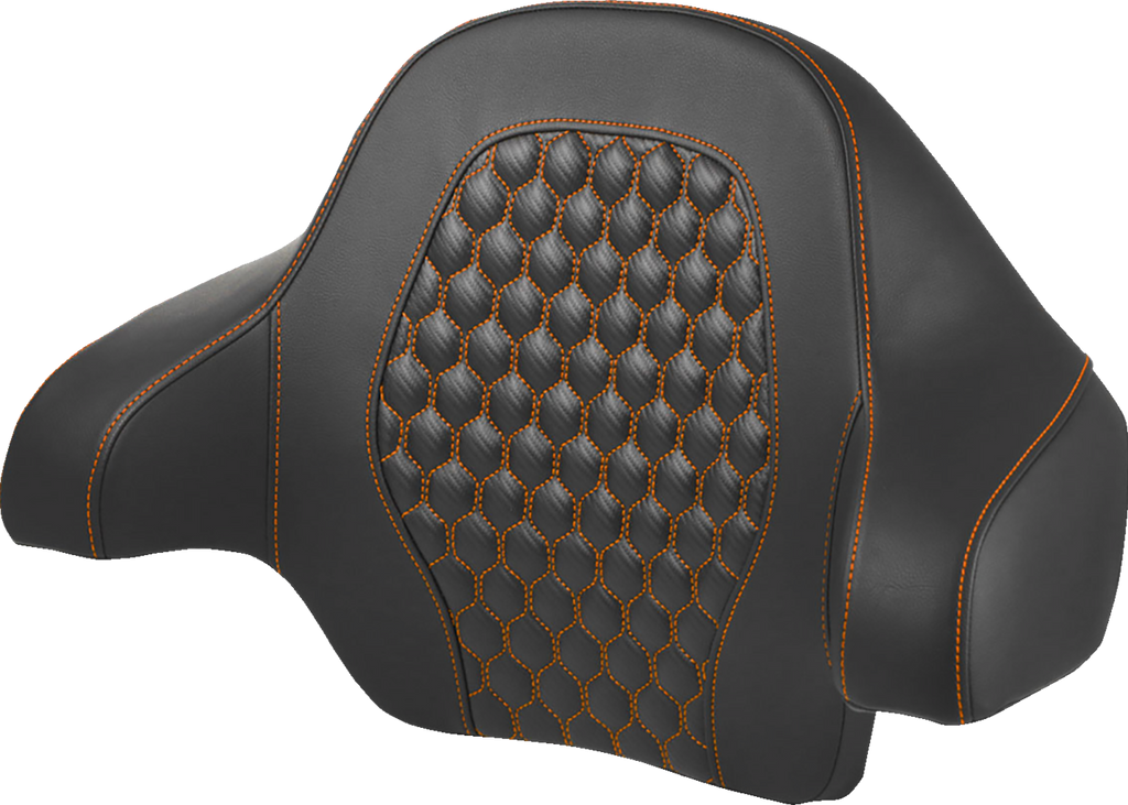 SADDLEMEN Tour Pack Backrest Pad - Honeycomb - Orange Stitching - FL '14-'24 814-07-19003 — image 1