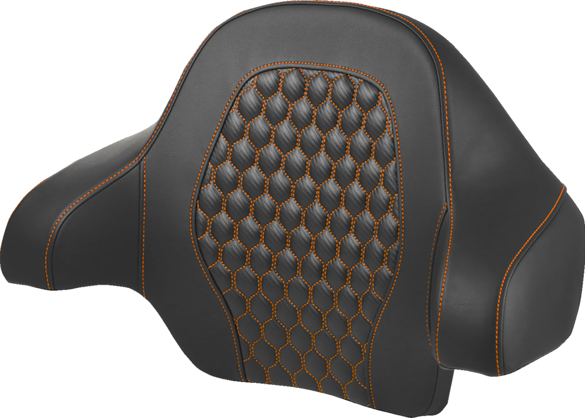 SADDLEMEN Tour Pack Backrest Pad - Honeycomb - Orange Stitching - FL '14-'24 814-07-19003 — image 1
