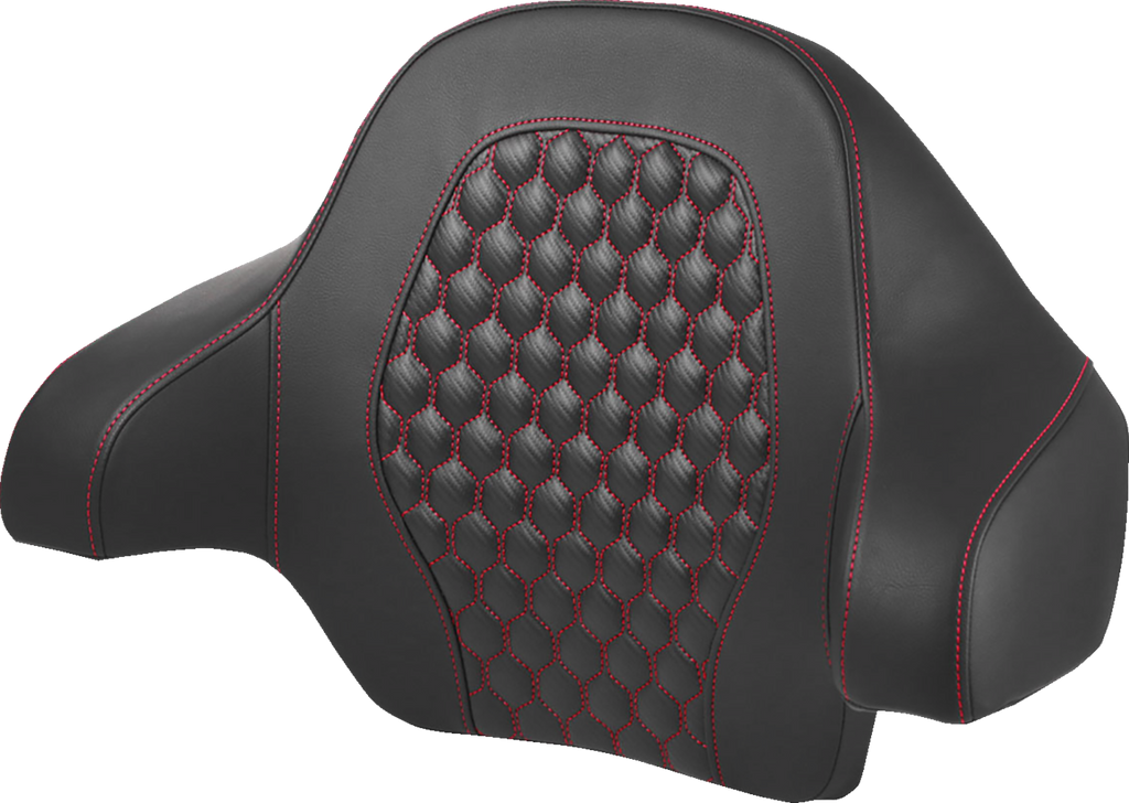 SADDLEMEN Tour Pack Backrest Pad - Honeycomb - Red Stitching - FL '14-'24 814-07-19004 — image 1