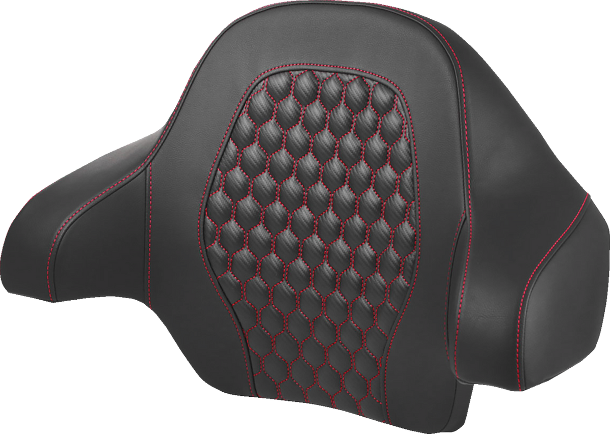 SADDLEMEN Tour Pack Backrest Pad - Honeycomb - Red Stitching - FL '14-'24 814-07-19004 — image 1