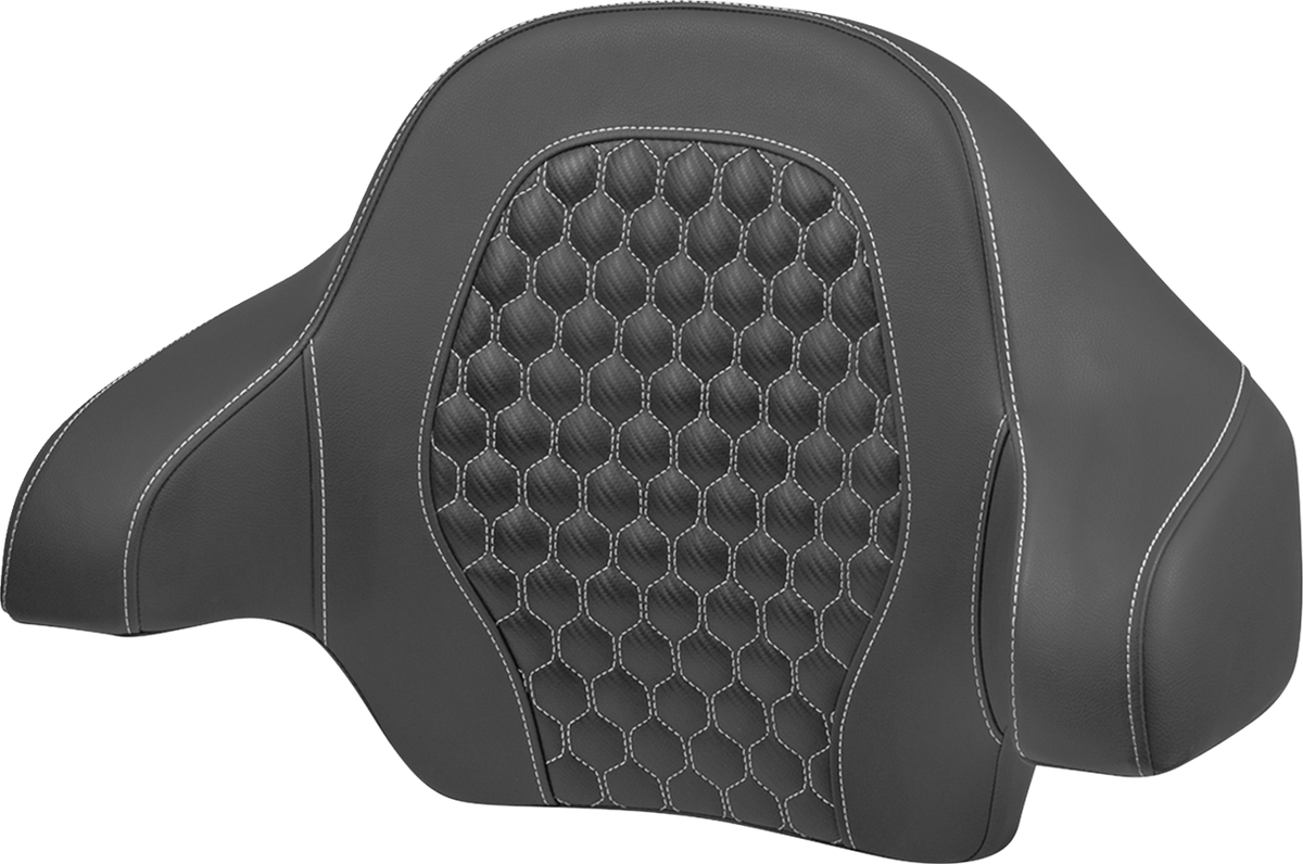 SADDLEMEN Tour Pack Backrest Pad - Honeycomb - White Stitching - FLH/FLT '14-'24 814-07-19006 — image 1