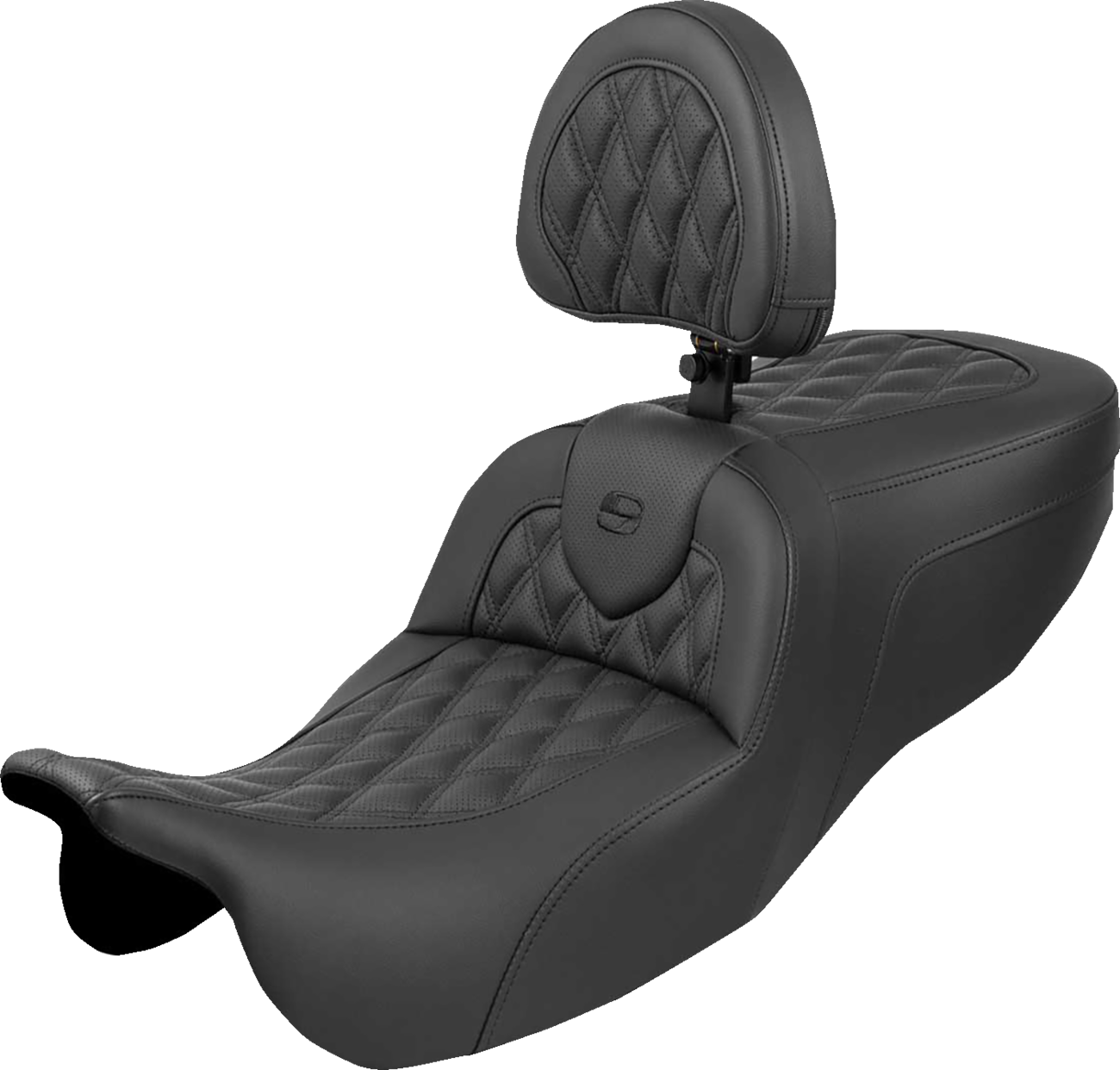 SADDLEMEN Roadsofa™ Seat - with Backrest - Lattice Stitch - FLRT/FLTRT '15-'25 815-07-182BR — image 1