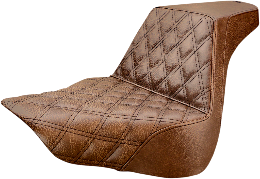 SADDLEMEN Step-Up Seat - Front Lattice Stitch - Brown - FL/FX '18-'24 818-27-172BR — image 1