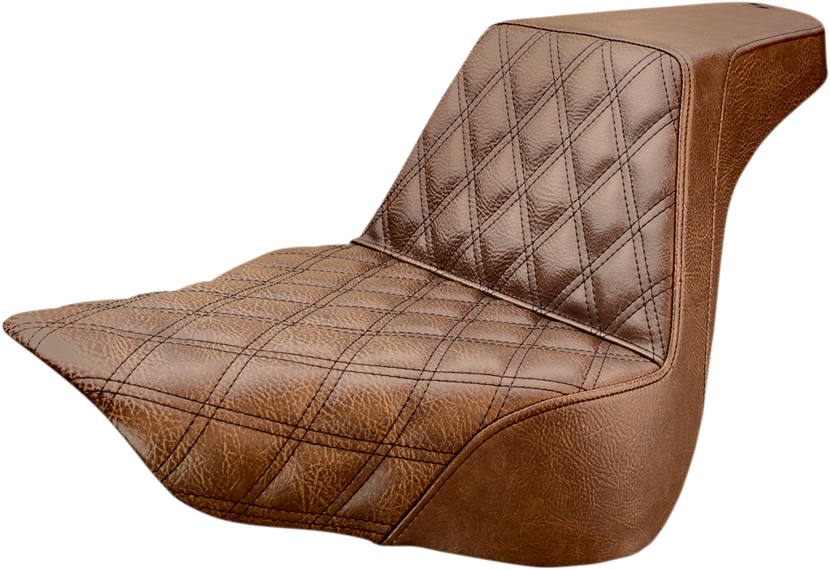SADDLEMEN Step-Up Seat - Front Lattice Stitch - Brown - FL/FX '18-'24 818-27-172BR — image 1