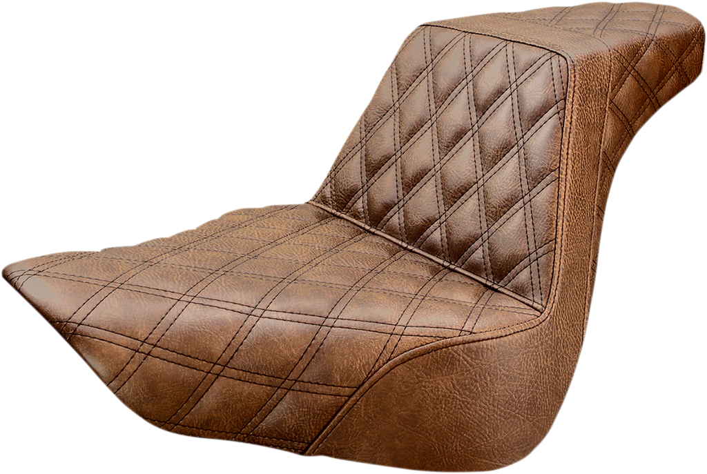 SADDLEMEN Step-Up Seat - Full Lattice Stitch - Brown - FL/FX '18-'24 818-27-175BR — image 1