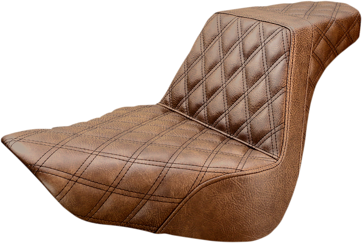 SADDLEMEN Step-Up Seat - Full Lattice Stitch - Brown - FL/FX '18-'24 818-27-175BR — image 1