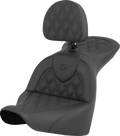 SADDLEMEN RoadSofa™ Seat - Lattice Stitch - with Driver Backrest - FLFB/FXBR '18-'24 818-27-182BR — image 1