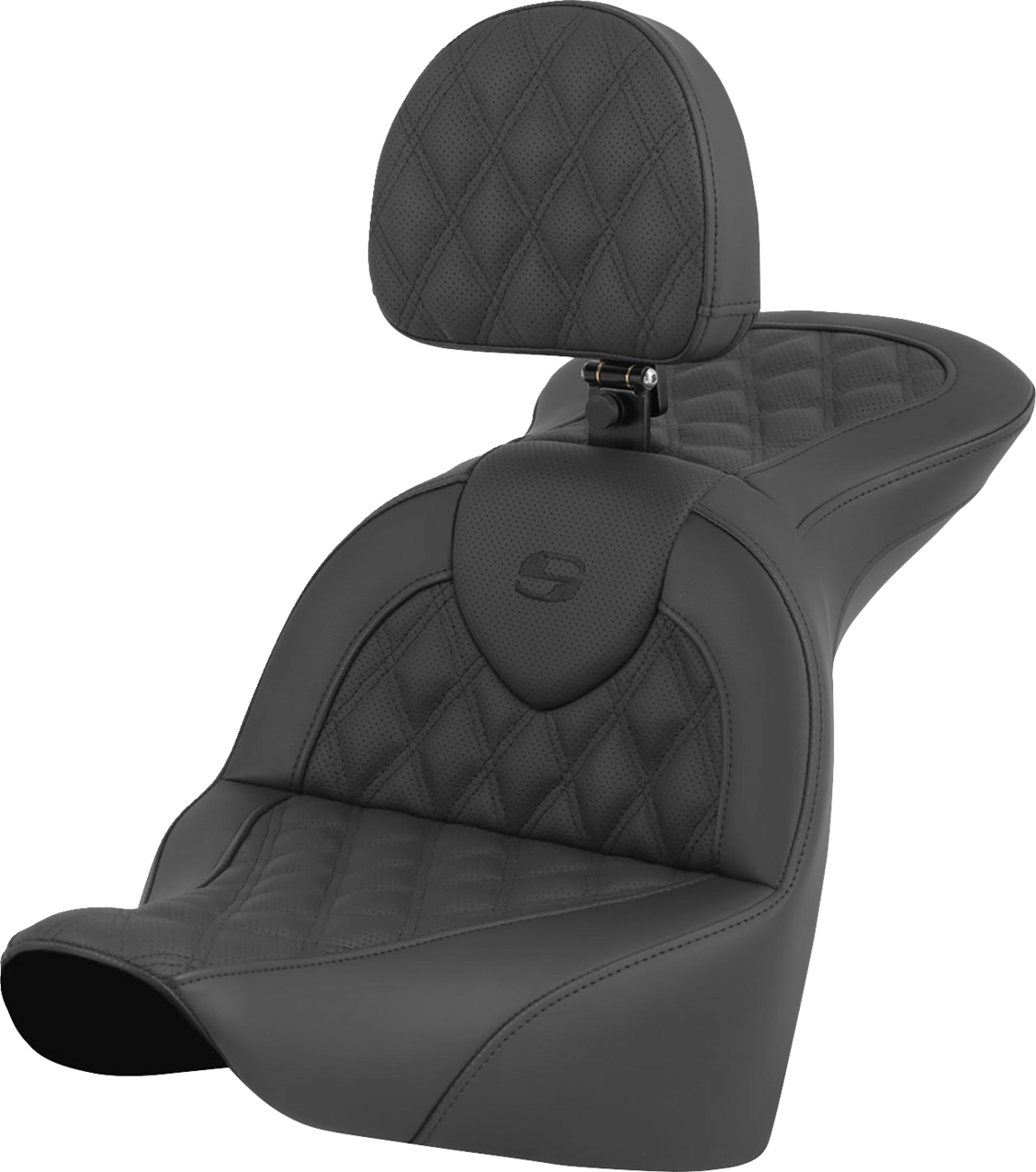 SADDLEMEN RoadSofa™ Seat - Lattice Stitch - with Driver Backrest - FLFB/FXBR '18-'24 818-27-182BR — image 1