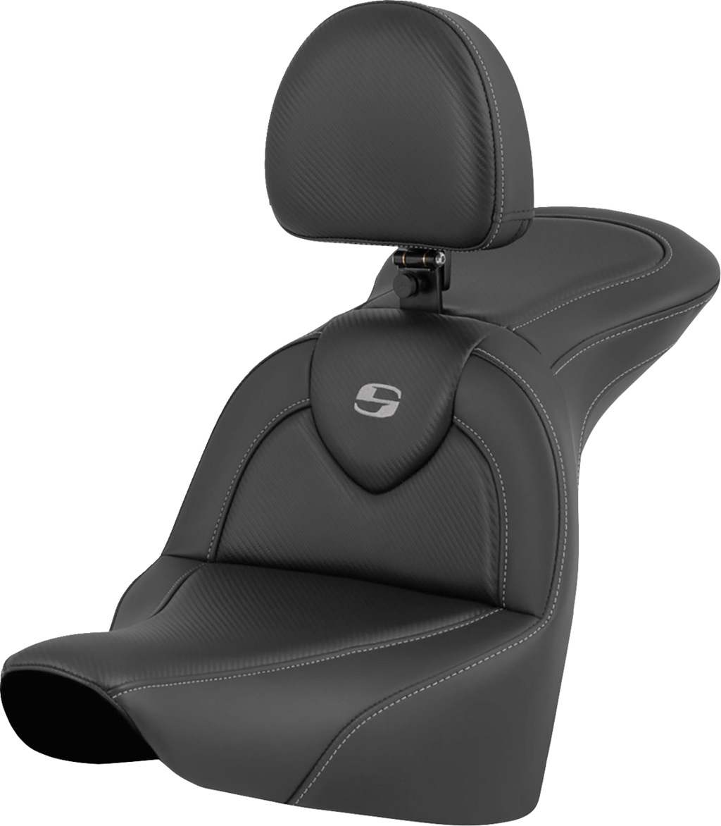 SADDLEMEN RoadSofa™ Seat - Carbon Fiber - with Driver Backrest - FLFB/FXBR '18-'25 818-27-185BR — image 1