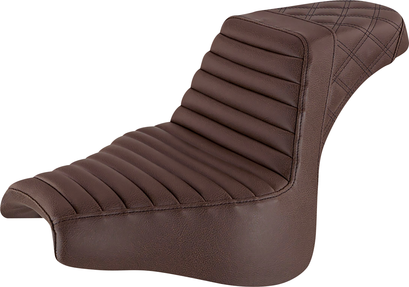 SADDLEMEN Step-Up Seat - Front Tuck-n-Roll/Rear Lattice Stitch - Brown - FXFB/S '18-'23 818-28-176BR — image 1
