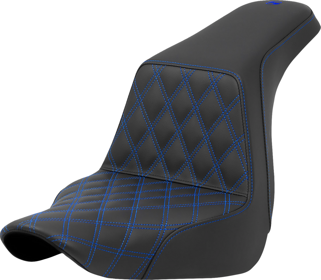 SADDLEMEN Step-Up Seat - Front Lattice Stitch - Blue Stitch - FXLR/FLSB '18-'24 818-29-17201 — image 1
