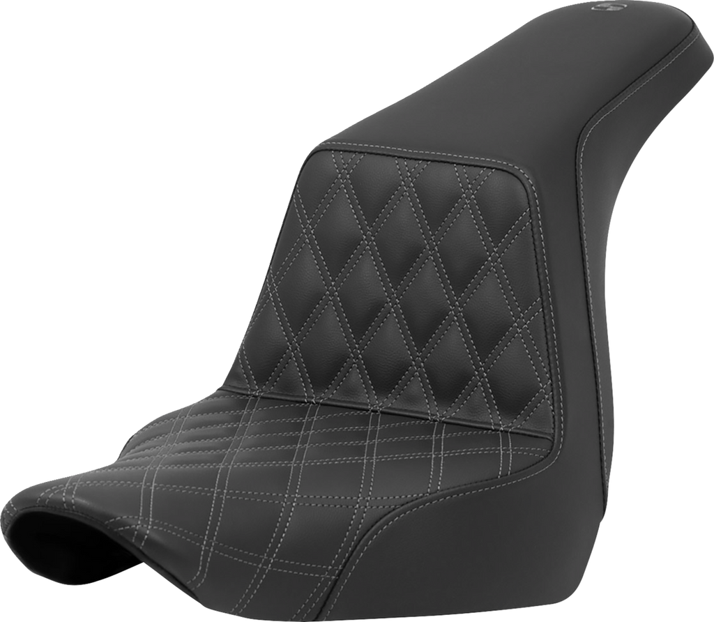 SADDLEMEN Step-Up Seat - Front Lattice Stitch - Gray Stitch - FXLR/FLSB '18-'24 818-29-17202 — image 1