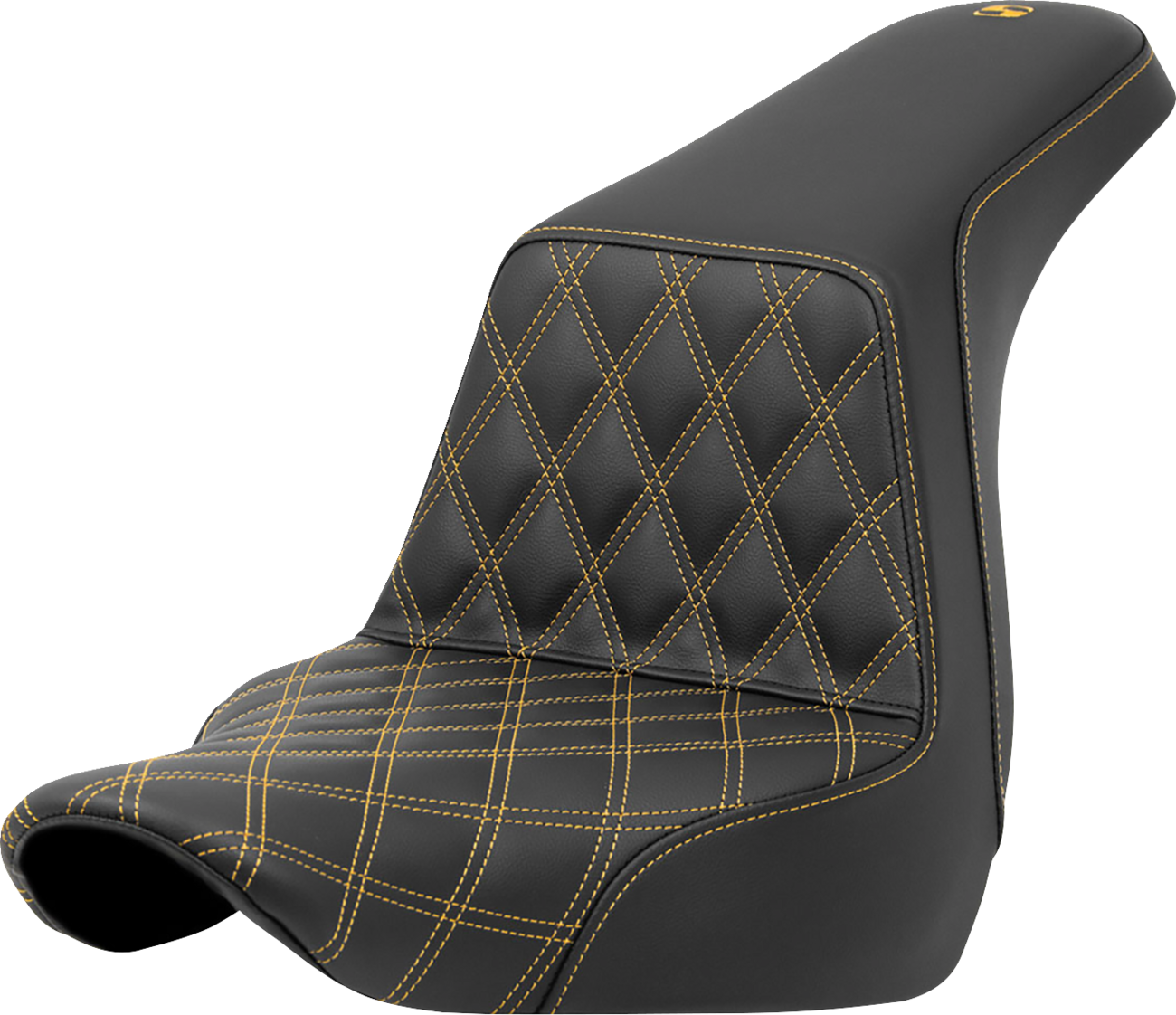 SADDLEMEN Step-Up Seat - Front Lattice Stitch - Gold Stitch - FXLR/FLSB '18-'24 818-29-17207 — image 1