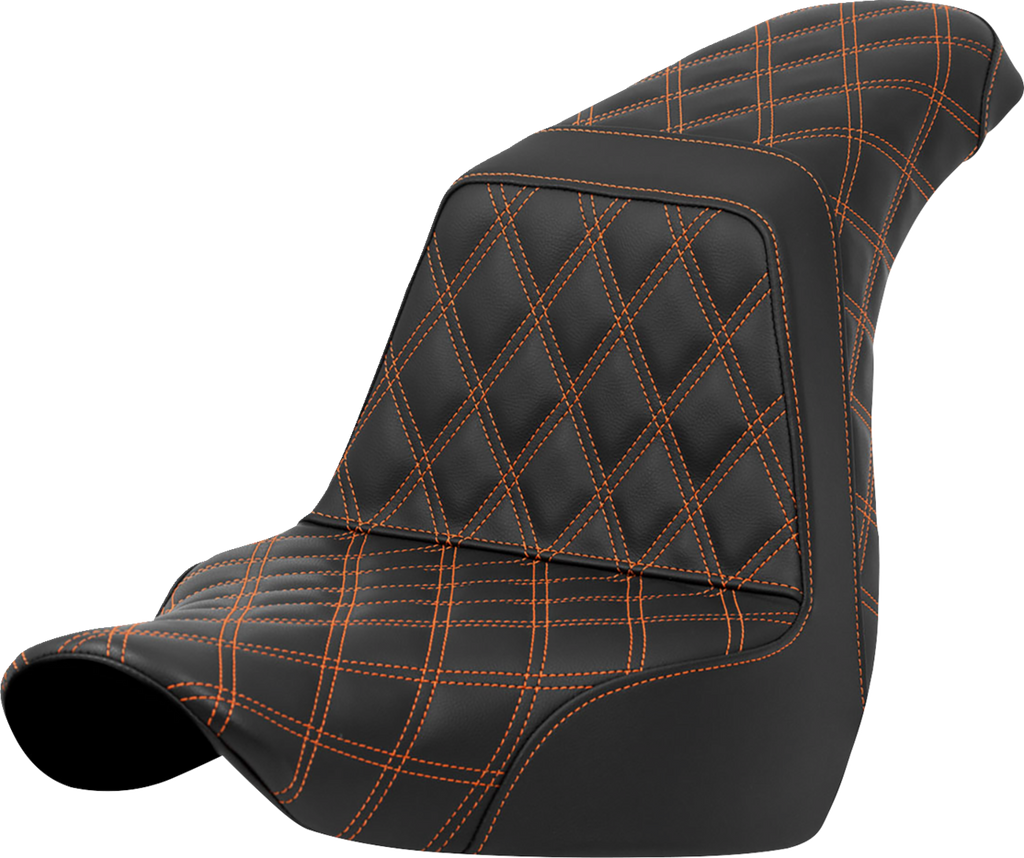 SADDLEMEN Step-Up Seat - Full Lattice Stitch - Orange Stitch - FXLR/FLSB '18-'21 818-29-17503 — image 1